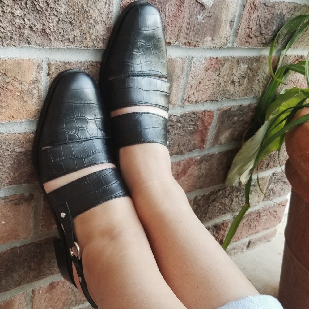 FREE PEOPLE Croc print sling back flats AS IS